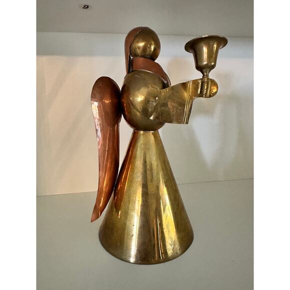 Vintage Set of 3 Brass Copper Angel Candle Holders Holiday Table Decor - Picture 7 of 14